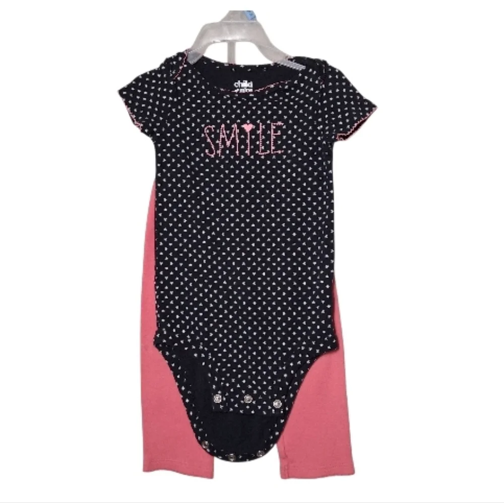 Carter’s | "Smile" | Polka Dot | Onsie & Pink Pants | Girl 6-12M - Picture 3 of 7